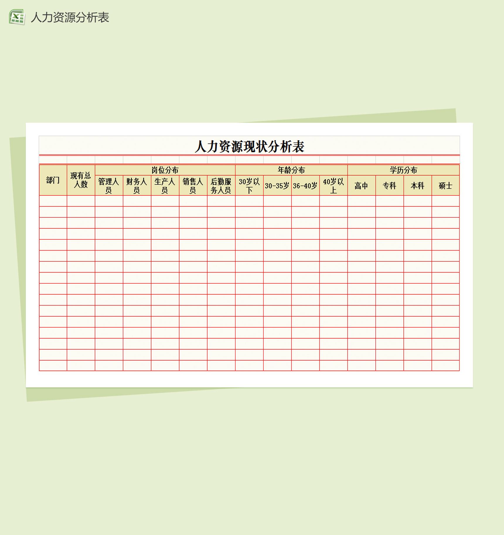 人力资源现状分析表Excel模板