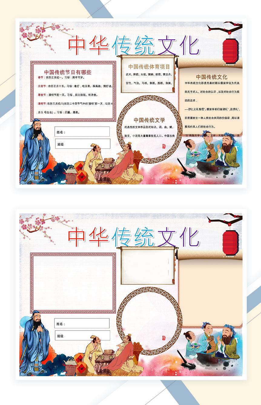 中华传统文化宣传手抄报Word模板